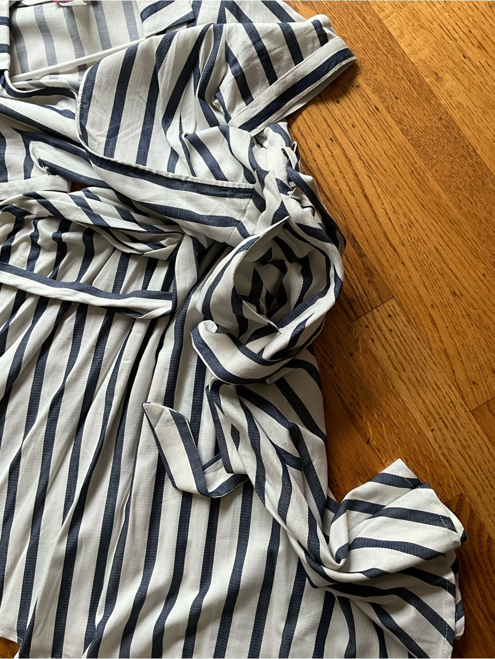 NWT Ixia Striped Wrap Midi Dress in White and Blue with Tie Waist - Picture 8 of 9